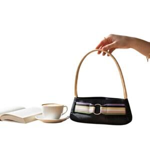 Victoria’s Secret Vintage Y2K Denim Mini Handbag Rainbow Stripe Retro